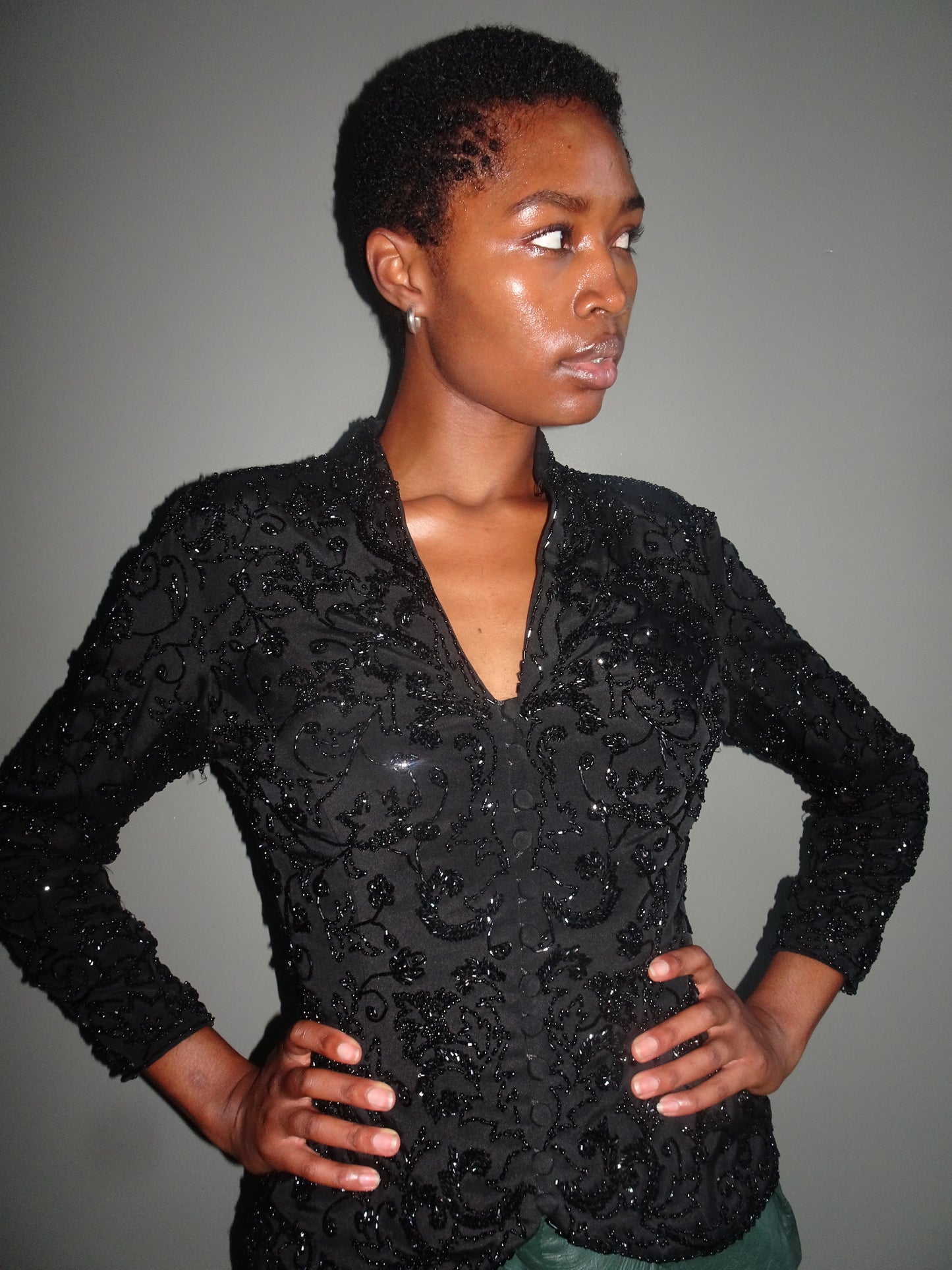 Madamette Curated Vintage Sequins Bustier Blouse