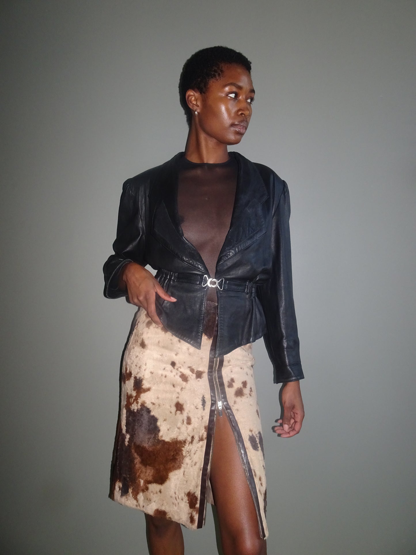 Aje Selex Vintage Cowhide Skirt