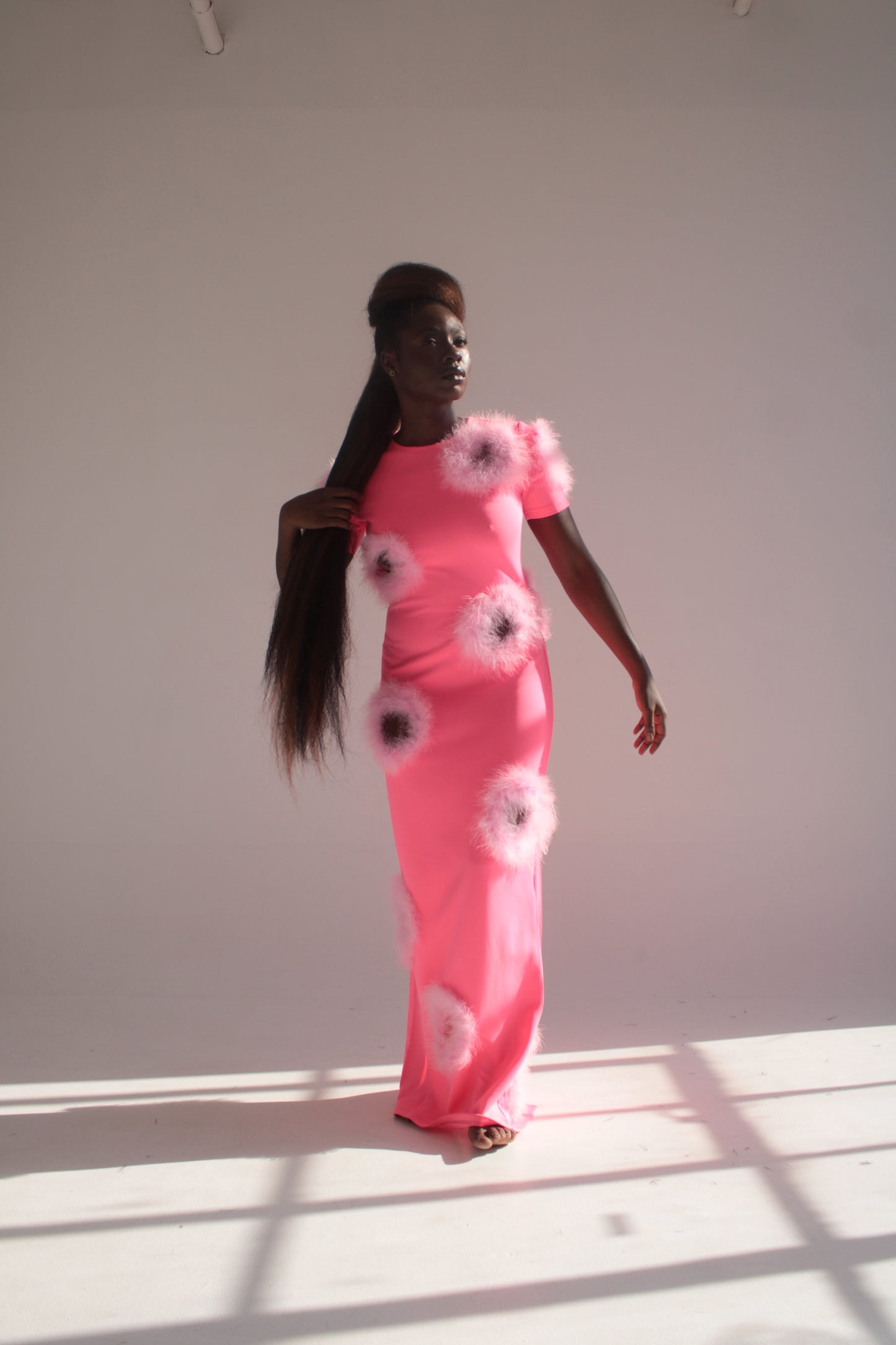 Rendezvous Feather Dress Flamingo (Preorder)